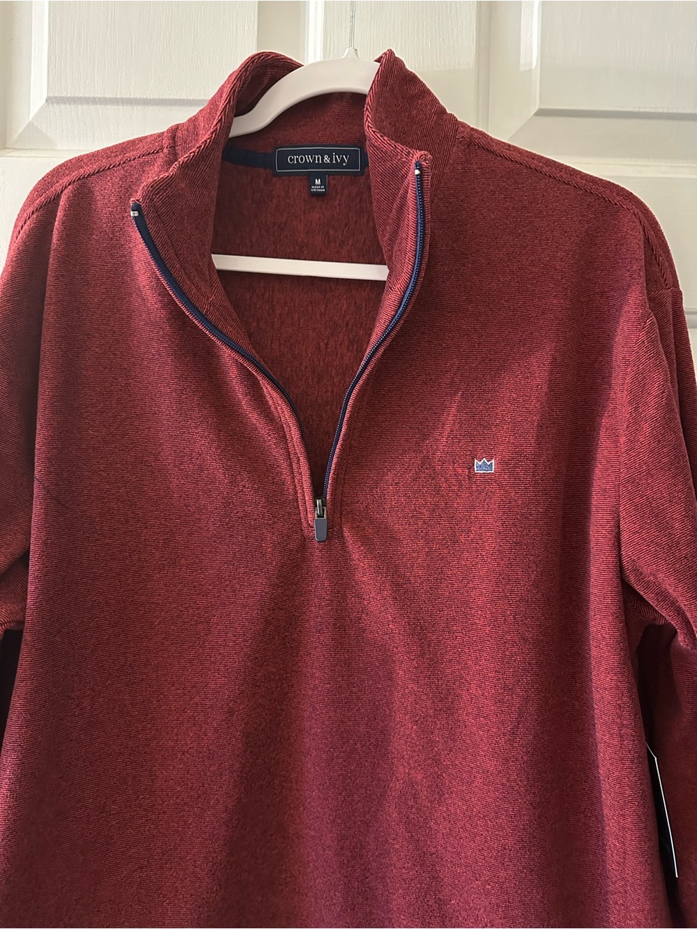 crown & ivy Men's Red Quarter-Zip Pullover Sweater